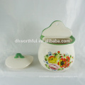 Decorative ceramic wall mounted seasoning jars with flower decal